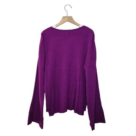 Free Press Women’s Small V-Neck Sweater Ribbed Knit Pullover Long Sleeve Viscose - Picture 5 of 8